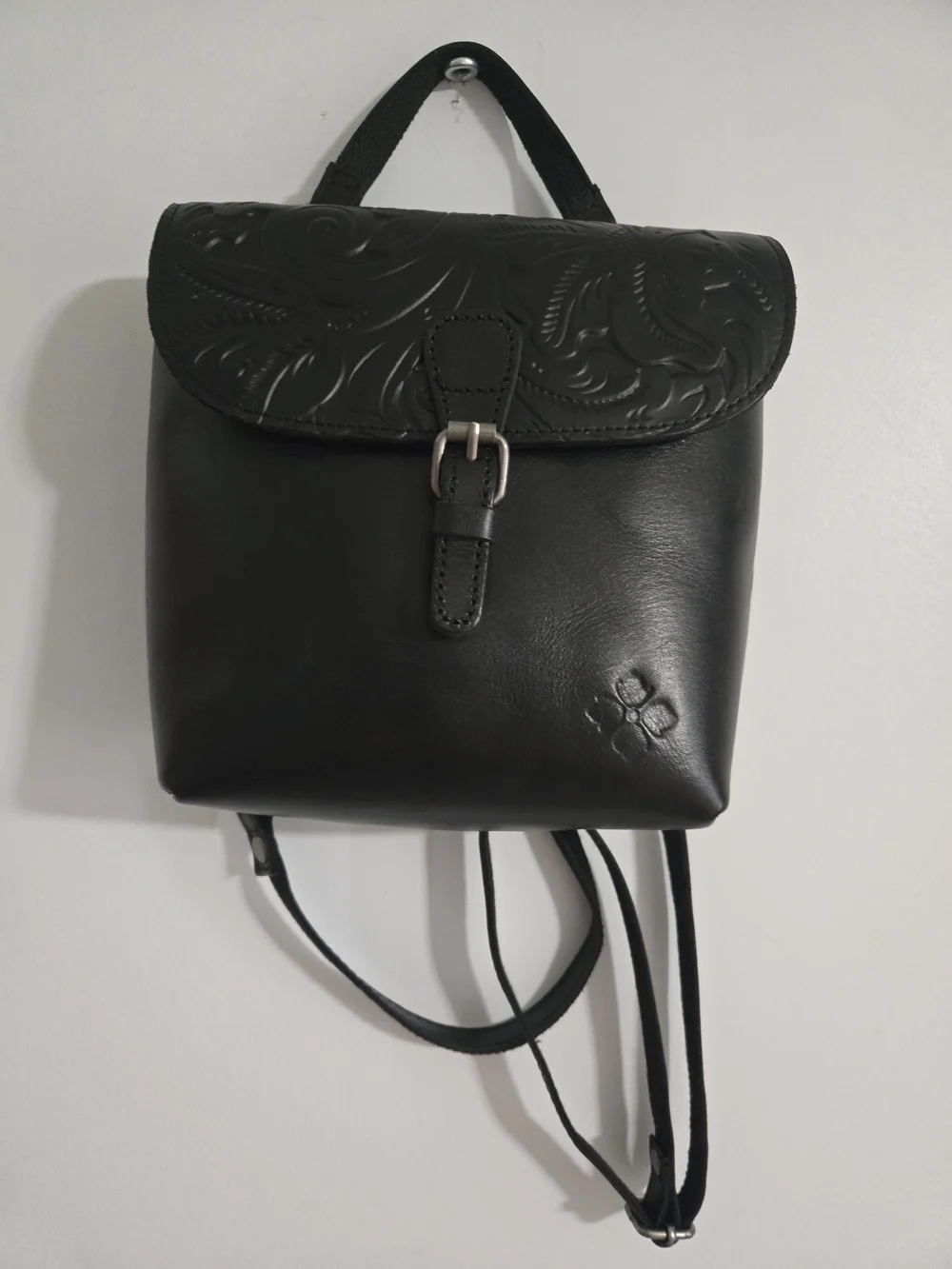 Patricia Nash Black Embossed Leather Small Backpack - Picture 8 of 8